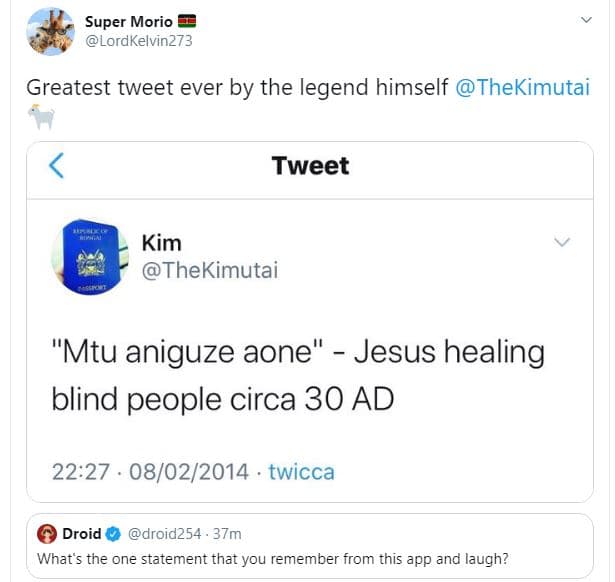 Super morio lordkelvin273 greatest tweet ever by the legend himself thekimutai t