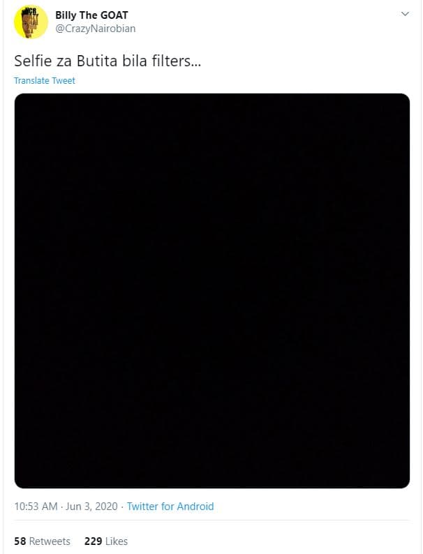 Billy the goat crazynairobian selfie za butita bila filters . translate tweet 10