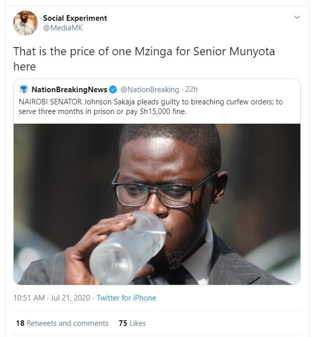 Social experiment mediamk that is the price of one mzinga for senior munyota her