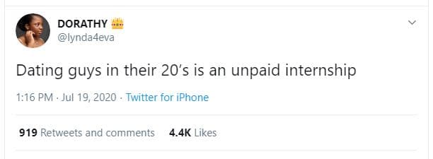 Dorathy lynda4eva dating guys in their 20s is an unpaid internship 1,16 pm . jul