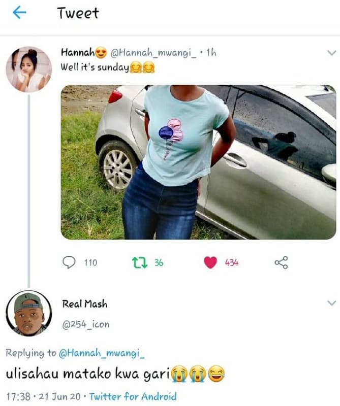 Tweet hannah hannah_mwangi_ h well it's sunday 110 t2 36 434 real mash 254 icon