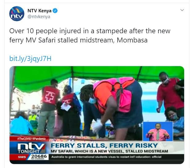 Ntv kenya ntv ntvkenya over 10 people injured in stampede after the new ferry mv