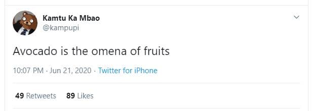 Kamtu ka mbao kampupi avocado is the omena of fruits 10.07 pm jun 21, twitter fo