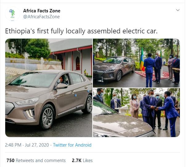 Africa facts zone africafactszone ethiopia's first fully locally assembled elect