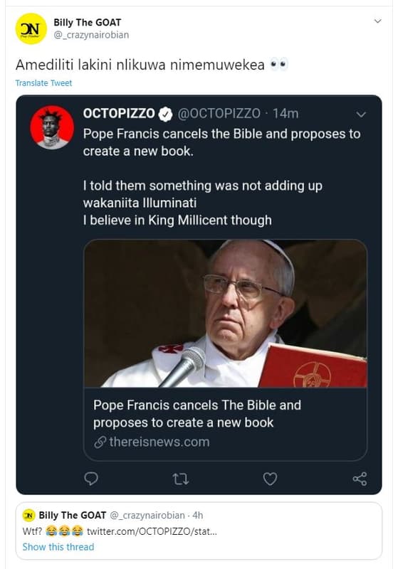 Billy the goat 2n crazynairobian amediliti lakini nlikuwa nimemuwekea translate