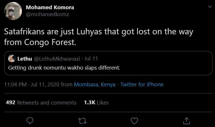 Mohamed komora mohamedkomz satafrikans are just luhyas that got lost on the way