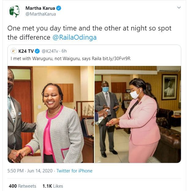 Martha karua marthakarua one met you day time and the other at night so spot the