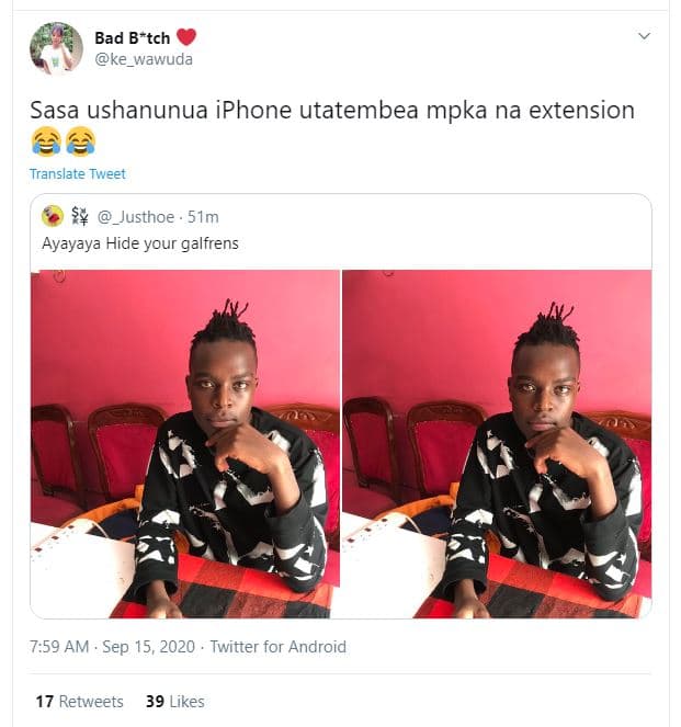 Bad btch ke_wawuda sasa ushanunua iphone utatembea mpka na extension translate t
