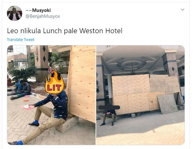 Musyoki beniahmusvox leo nlikula lunch pale weston hotel translate tweet lit