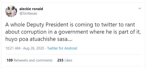 Aleckie ronald siralexas a whole deputy president is coming to twitter to rant a
