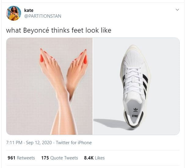 Kate partitionstan what beyoncé thinks feet look like 7,11 pm sep 12, twitter fo