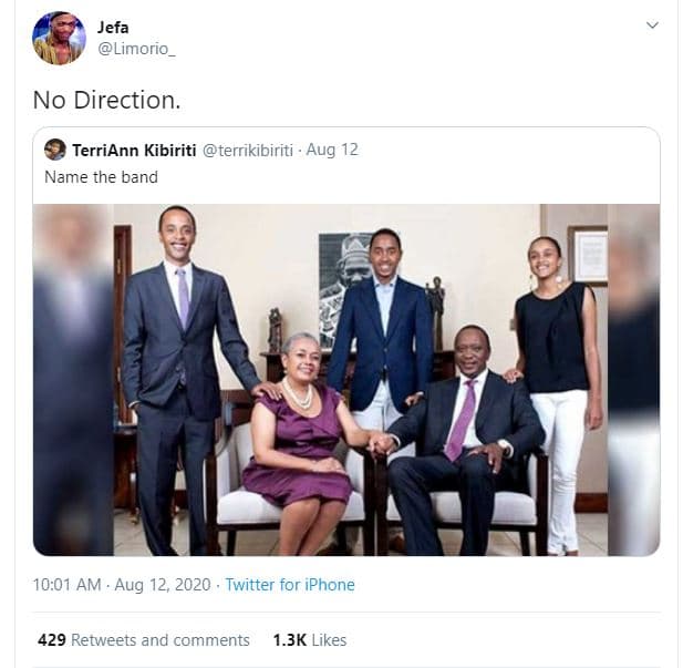 Jefa limorio no direction. terriann kibiriti terrikibiriti aug name the band 10.