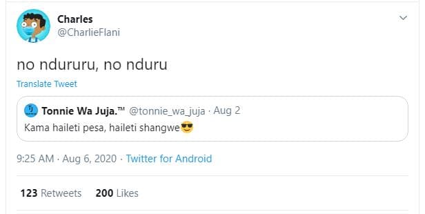 Charles charlieflani no ndururu, no nduru translate tweet tonnie wa juja tonnie_
