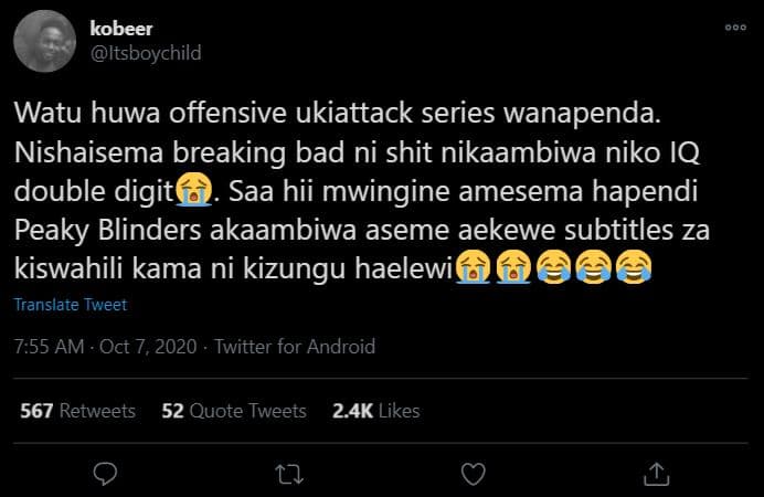 Kobeer itsboychild watu huwa offensive ukiattack series wanapenda. nishaisema br