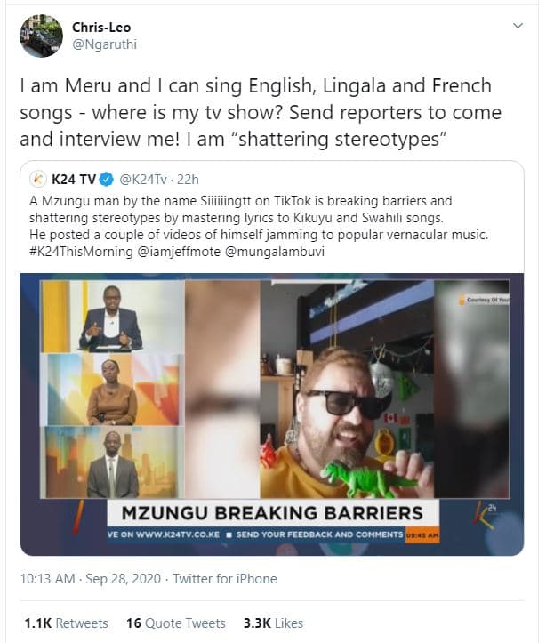 Chrisleo ngaruthi am meru and can sing english lingala and french songs where is