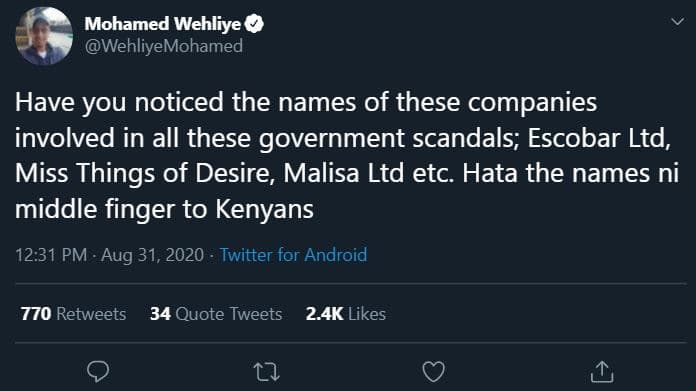 Mohamed wehliye wehliyemohamed have you noticed the names of these companies inv