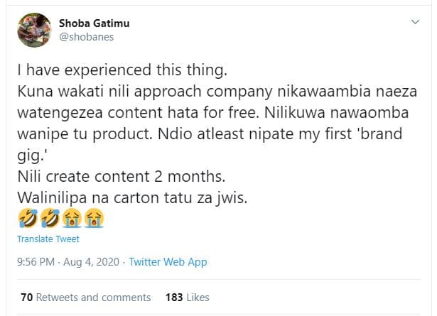 Shoba gatimu shobanes have experienced this thing kuna wakati nili approach comp