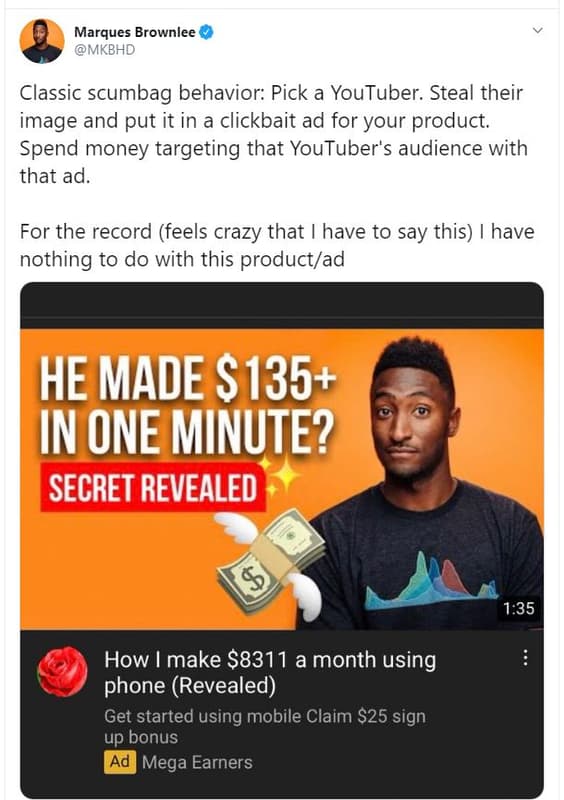 Marques brownlee mkbhd classic scumbag behavior pick a youtuber. steal their ima