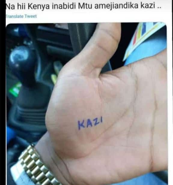 Na hii kenya inabidi mtu amejiandika kazi tanslele tweel kazi