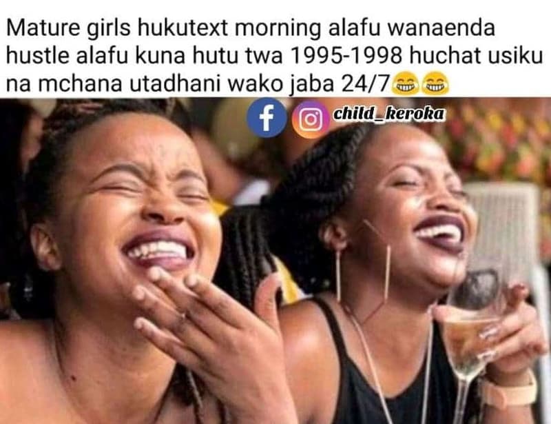 Mature girls hukutext morning alafu wanaenda hustle alafu kuna hutu twa huchat u