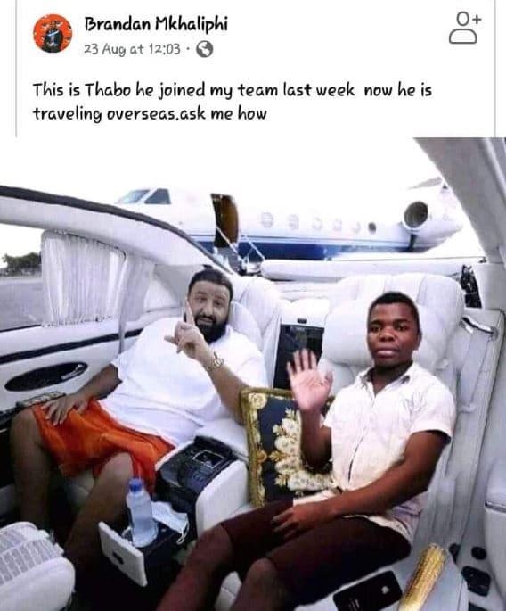 Brandan hkhaliphi 23 aug gt 12,03 this is thabo he joined my team last week now