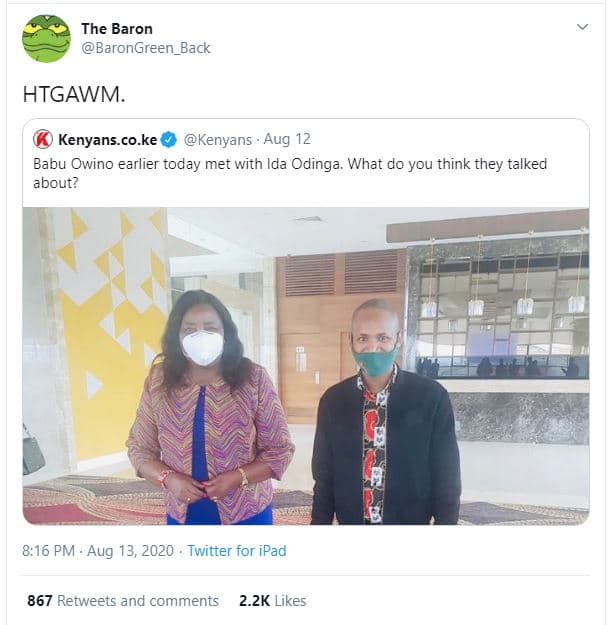 The baron barongreen_back htgawm. kenyans.co.ke kenyans aug babu owino earlier t