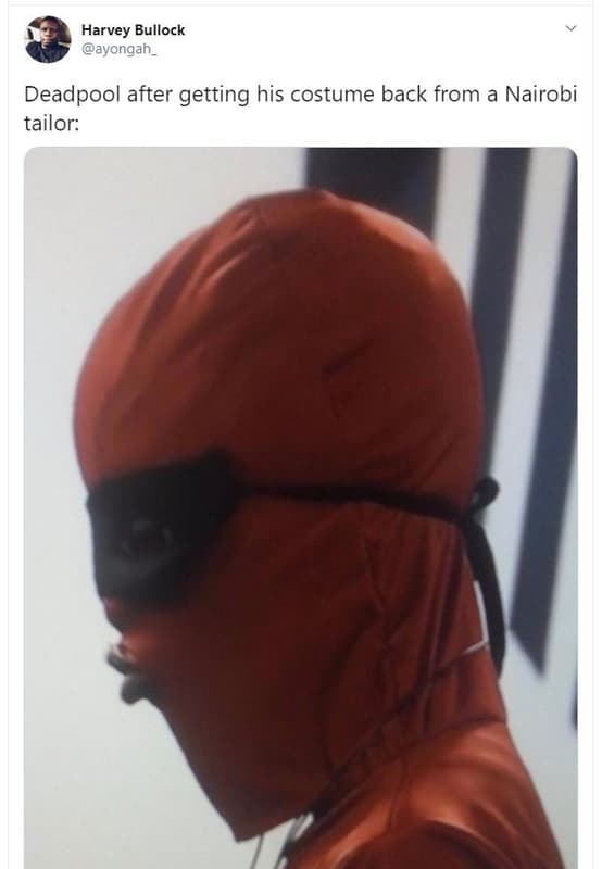 Harvey bullock ayongah _ deadpool after getting his costume back from a nairobi
