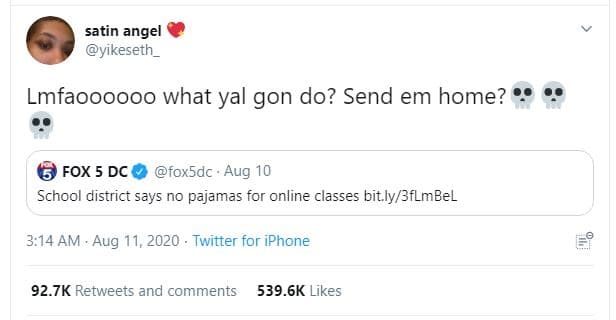 Satin angel yikeseth lmfaoooooo what yal gon do? send em home? fox 5 dc foxsdc '