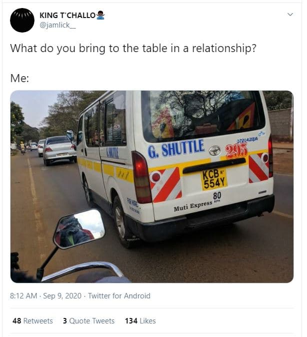 King t'challo jamlick what do you bring to the table in a relationship? me g. sh