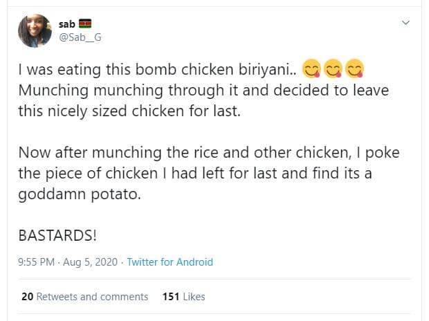 Sab sab_g was eating this bomb chicken biriyani_ munching munching through it an