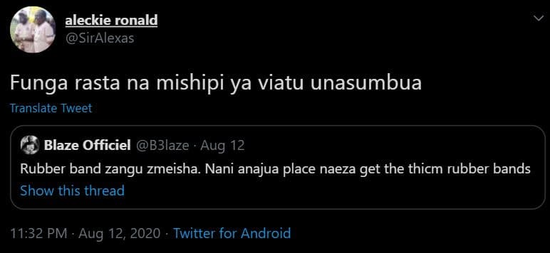 Aleckie ronald siralexas funga rasta na mishipi ya viatu unasumbua translate twe