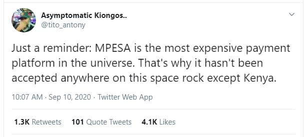 Asymptomatic kiongos . tito_antony just a reminder mpesa is the most expensive p