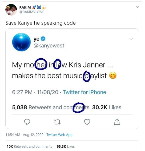 Rakim 83 rakimvlone save kanye he speaking code ye kanyewest my mo w kris jenner