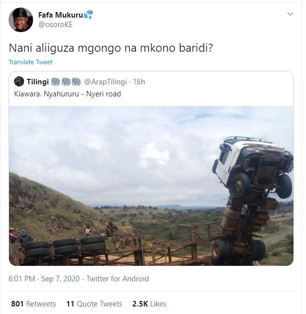 Fafa mukuru osoroke nani aliiguza mgongo na mkono baridi? translate tweet tiling