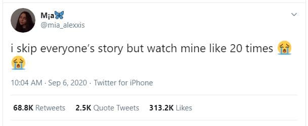 Mja8 mia_alexxis skip everyone's story but watch mine like 20 times 10.04 am . s