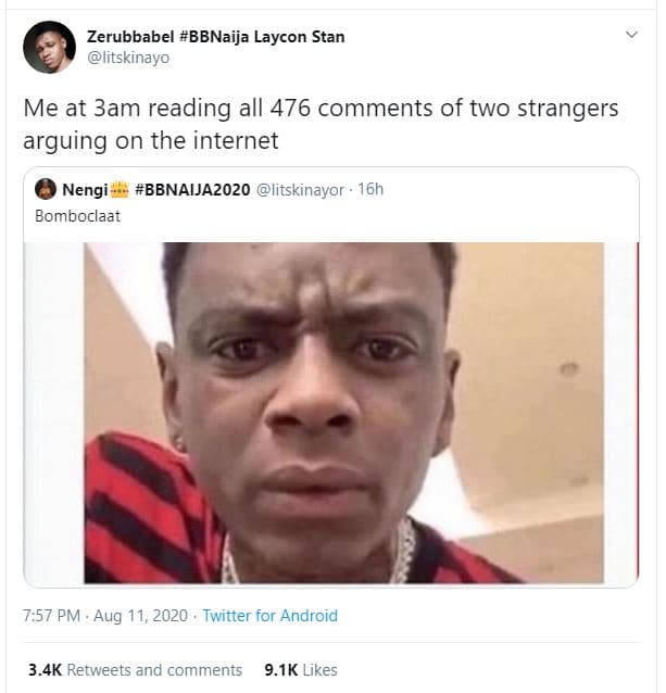 Zerubbabel bbnaija laycon stan litskinayo me at 3am reading all 476 comments of