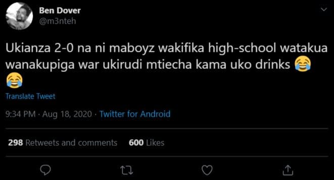 Ben dover m3nteh ukianza 20 na ni maboyz wakifika highschool watakua wanakupiga