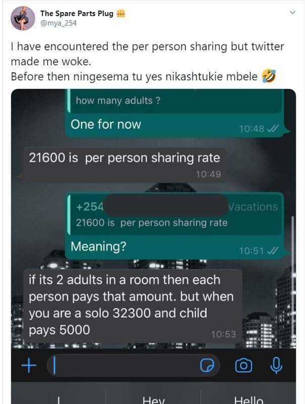 The spare parts plug mya_254 have encountered the per person sharing but twitter