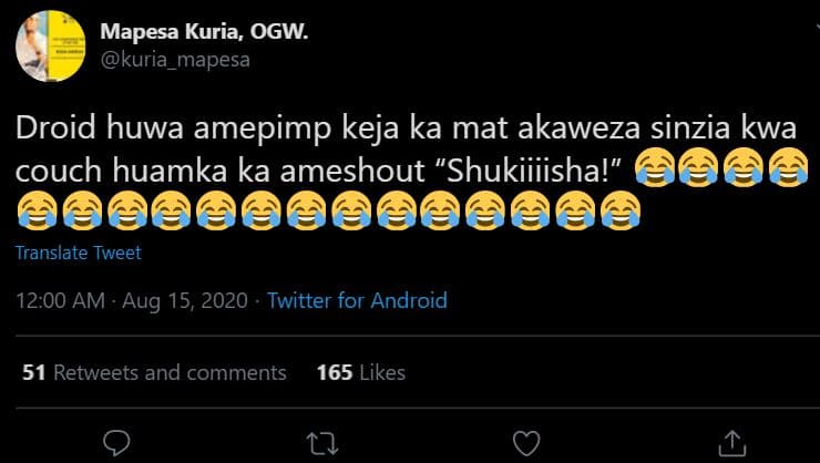 Mapesa kuria, ogw. kuria_mapesa droid huwa amepimp keja ka mat akaweza sinzia kw