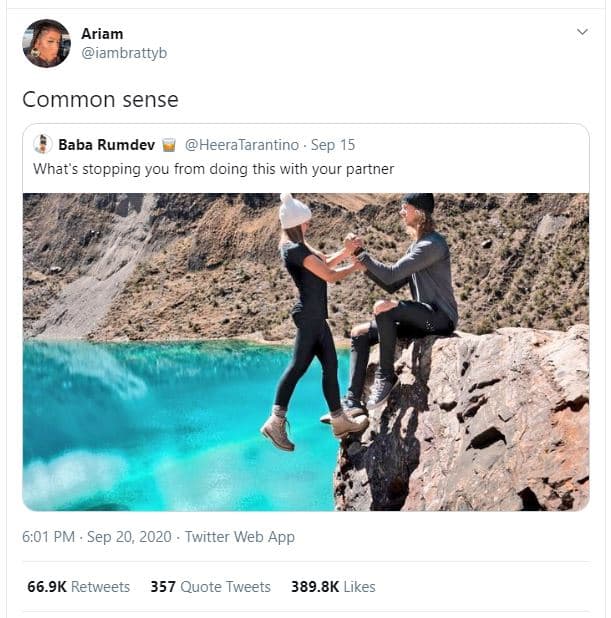 Ariam iambrattyb common sense baba rumdev heeratarantino sep 15 whats stopping y