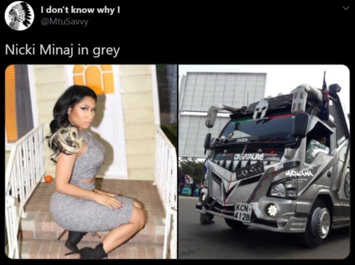 Idon't know why mtusavvy nicki minaj in grey oaoe apag kcn