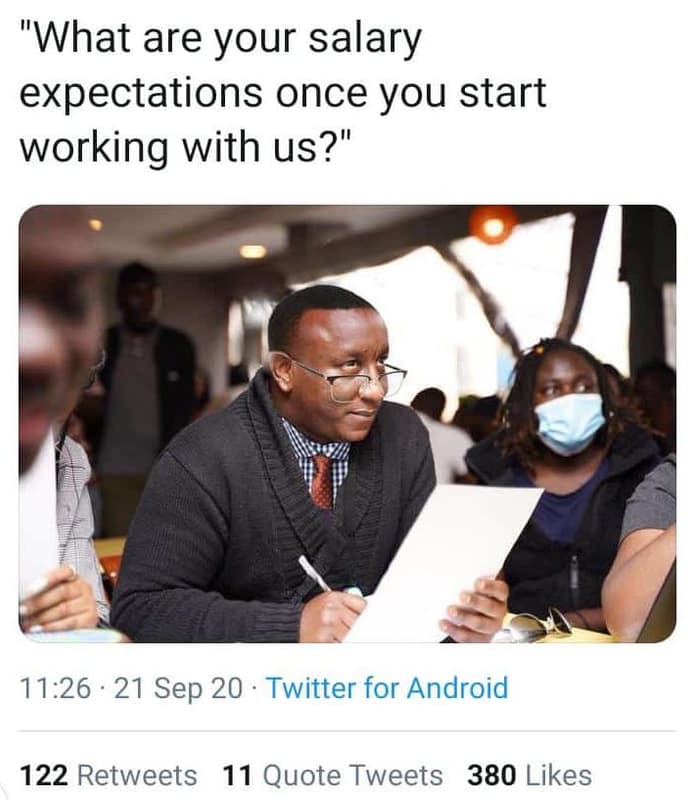 What are your salary expectations once you start working with us? 11.26 21 sep 2