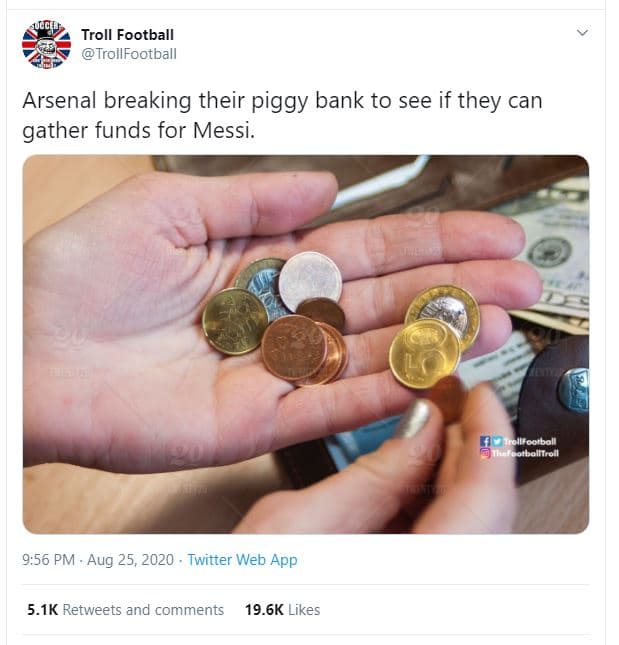 Troll football trollfootball arsenal breaking their piggy bank to see if they ca