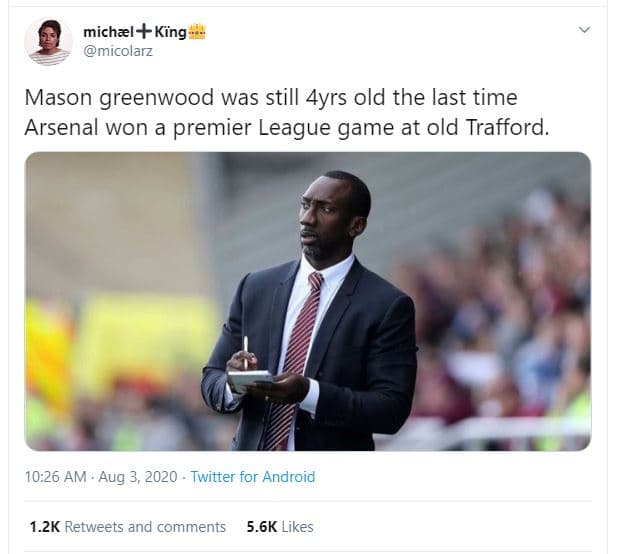 Michal king micolarz mason greenwood was still 4yrs old the last time arsenal wo