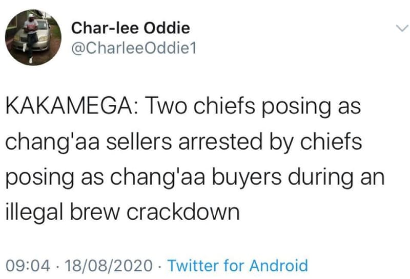 Charlee oddie charleeoddie1 kakamega two chiefs posing as chang'aa sellers arres