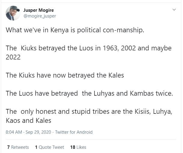 Jusper mogire mogire_jusper what we've in kenya is political conmanship the kiuk
