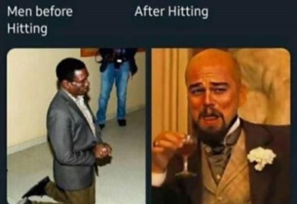 Men before hitting after hitting