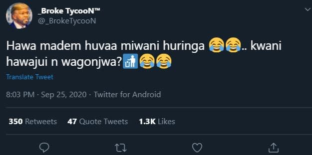 Broke tycoon _broketycoon hawa madem huvaa miwani huringa hawajui n wagonjwa? tr