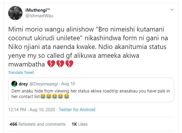 Imuthengi ishmaelwau mimi morio wangu alinishow bro nimeishi kutamani coconut uk