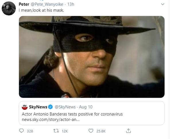 Peter pete_wanyoike 13h mean look at his mask skynews skynews aug actor antonio